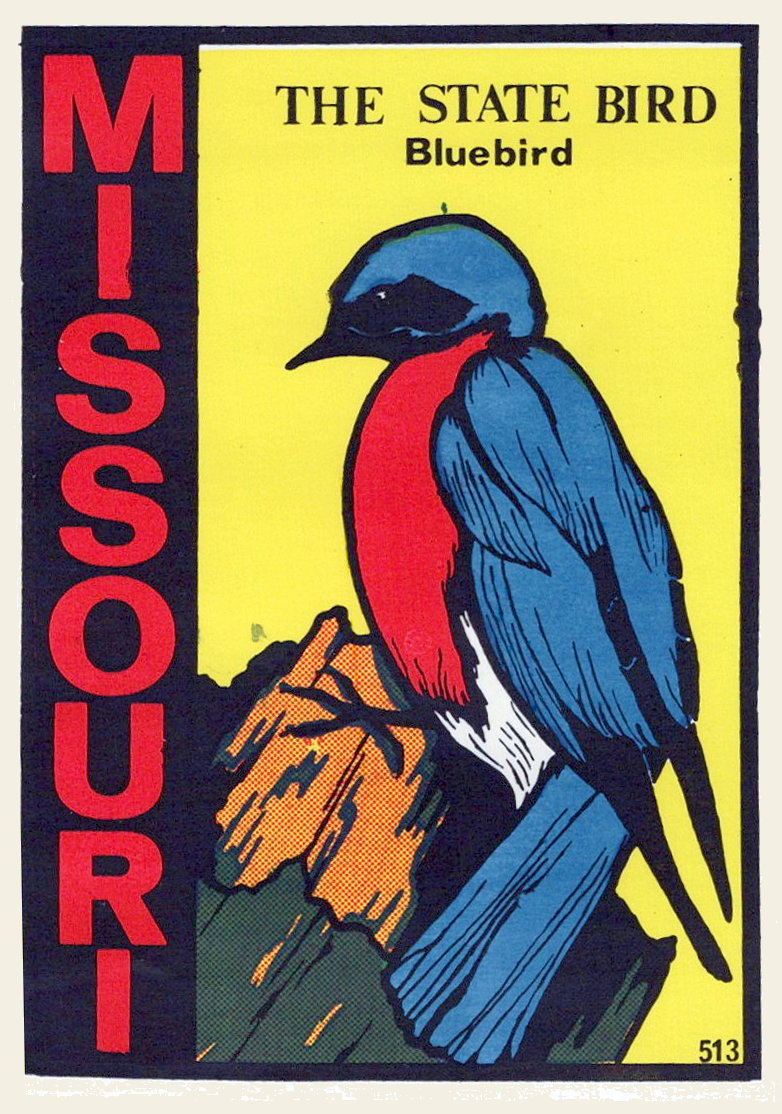 (image for) Missouri (4) State Bird the Bluebird Vintage Vacation Stickers
